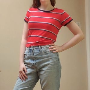 3 FOR $20/Striped Baby Tee Crop